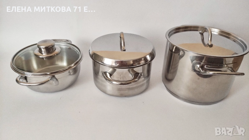 Тенджерки от неръждаема стомана с двойно дъно, снимка 1