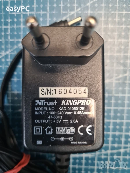 Оригинален захранващ адаптер TRUST KINGPRO KAD-0105012E 5V 2A, снимка 1