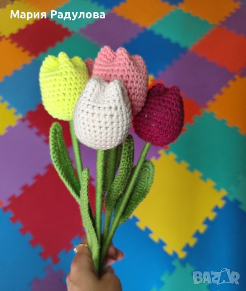 Плетени лалета в различни цветове - подарък за всеки повод, снимка 1