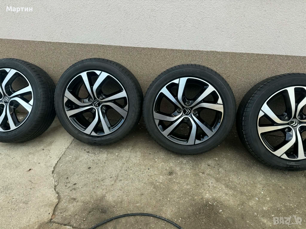 Оригинални Алуминиеви джанти за Sitroen 17 4х108 със летни гуми Goodyear 205 50 17 дот 22г , снимка 1