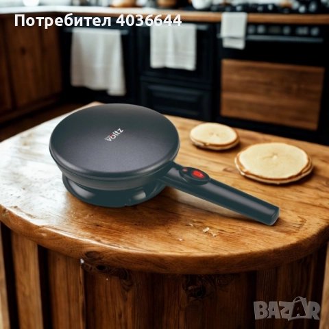 Уред за палачинки Voltz, 800W, 20 см, черен – идеален за перфектни палачинки, снимка 3 - Други - 50603655