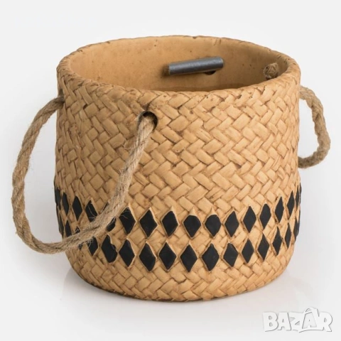 Керамична кашпа - 13,5 × 12,3 см., снимка 4 - Саксии и кашпи - 53478285