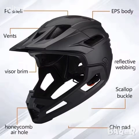 Кросова каска MARTAR, Full Face, ЕN Сертифицирана, Модулна, Тегло: 570g, Размер: M/L, снимка 6 - Аксесоари за велосипеди - 53119181