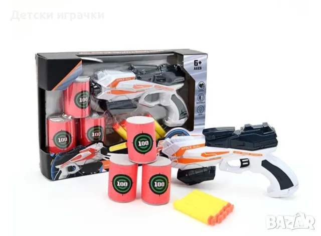Детски пистолет Нърф с меки патрони и мишени 