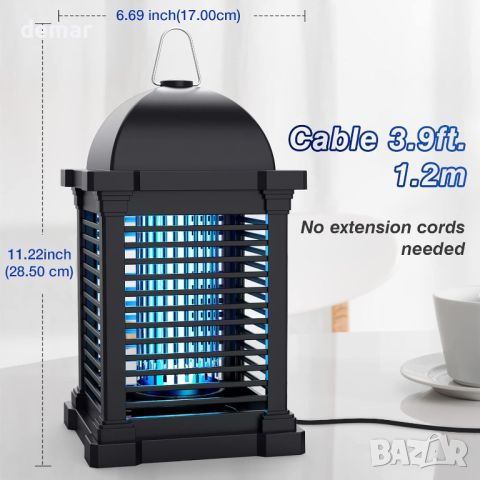 TMACTIME Електрическа лампа за унищожаване на комари и мухи, 4300V 20W UV, закачаща се лампа,MWS-001, снимка 3 - Други стоки за дома - 45655851