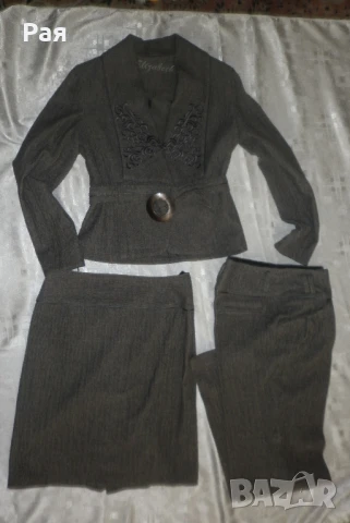 Зимен костюм от три части .Сако ,пола и панталон " Elizabeth ", снимка 2 - Костюми - 50761945
