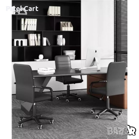 Офис стол с регулиране на височината, въртящ се, еко кожа, снимка 2 - Столове - 44942782