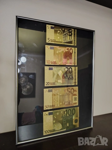 картина с позлатени евробанкноти, снимка 3 - Картини - 53472014