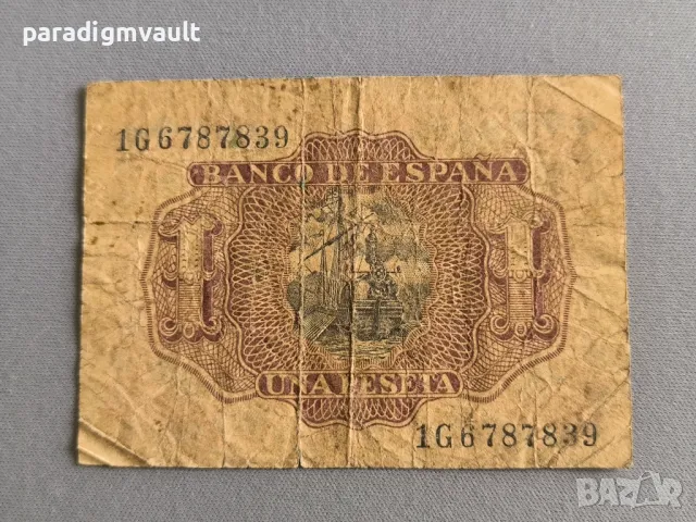 Банкнота - Испания - 1 песета | 1953г., снимка 2 - Нумизматика и бонистика - 49776335