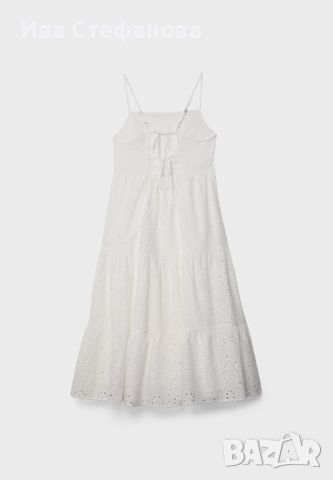  Бяла дълга нова бродерия дантелена елегантна кукленска ажурна рокля ажур 100 % памук памучна, снимка 11 - Рокли - 46406109