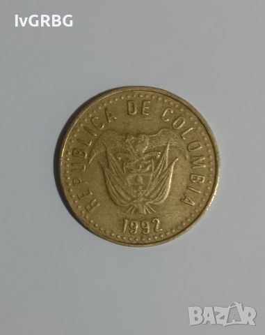 100 песо Колумбия 1992 100 песос Колумбия 1992 Монета от Южна Америка , снимка 2 - Нумизматика и бонистика - 45392532