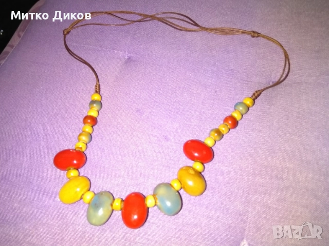 Стилно колие от керамични мъниста, винтидж и семпъл стил-2 броя, снимка 2 - Колиета, медальони, синджири - 51723425