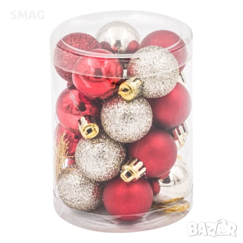 Комплект коледни топки червено и шампанско 3 см 20 бр._1198803, снимка 2 - Други - 52353328