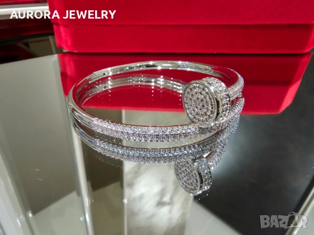 CARTIER Nail Juste un Clou Silver Large Paved Diamonds Гривна Пирон, снимка 3 - Гривни - 52843802