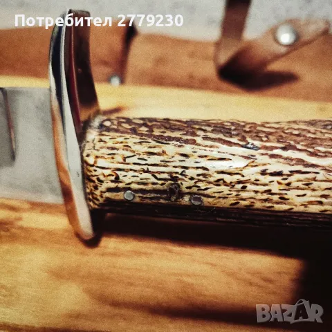 Ловен масивен нож с изобразен Бухал и Еделвайс  , снимка 10 - Ножове - 49863104