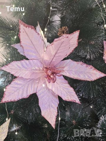 Коледна звезда декорация за елха Pink Christmas, снимка 1 - Декорация за дома - 46435419