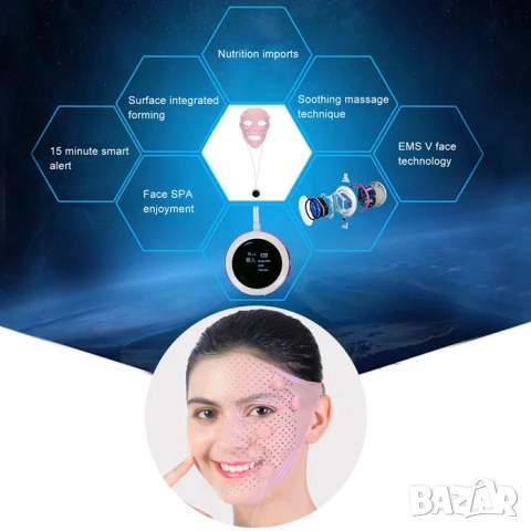 Маска за лице за масаж с EMS , електро мускулна стимулация, бръчки, снимка 5 - Масажори - 52209177