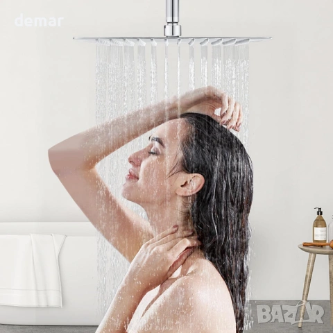Душ глава тип „Rain“ квадратна 30x30 см - фиксирана душ глава от неръждаема стомана 304, хром, снимка 2 - Душове - 53961083
