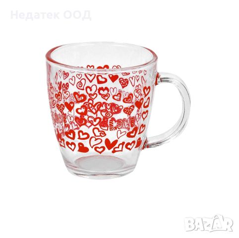 Стъклена чаша, сърца, 310мл, снимка 1 - Чаши - 45354745