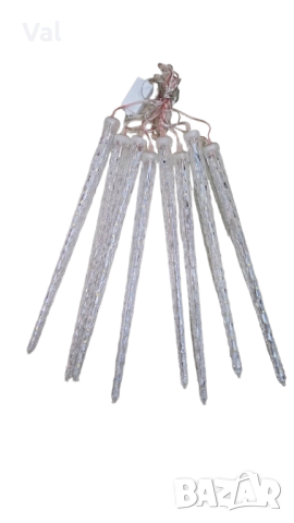 Коледна светеща украса тип падащ сняг/светеща висулка 42см/Бяла светлина/8 бр. висулки, снимка 3 - Декорация за дома - 52530186