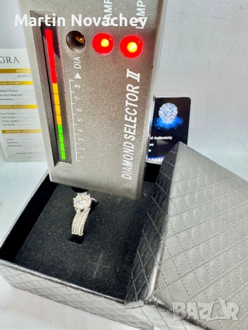 Сребърен пръстен с мойсанит (Диамант) 3 карата, снимка 11 - Пръстени - 52006856