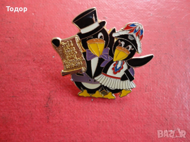 Голям бронзов знак значка с емайл  Pinguine 2, снимка 6 - Колекции - 52661572