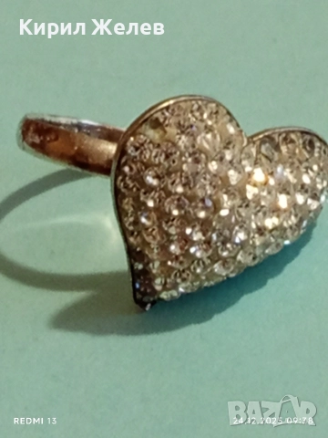 Сребърен пръстен с кристално сърце ❤️ Swarovski стил и елегантност 37676 , снимка 7 - Пръстени - 52889710