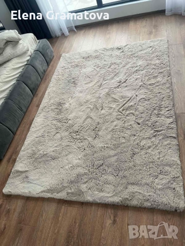 пухкав килим тип заешка кожа 160/220 бежов, снимка 2 - Килими - 53381917