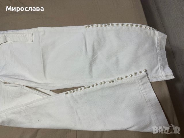 Бял дънков панталон на “Зара”, снимка 1 - Панталони - 46095298