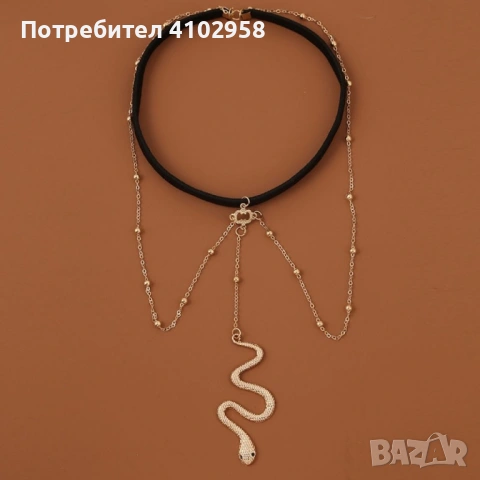 Елегантно дамско бижу за тяло - змия  - цвят: Сребърен или Златен!, снимка 2 - Колиета, медальони, синджири - 53094867
