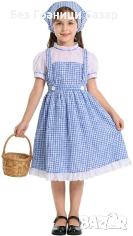 Нова детска Момичешка синя карирана рокля костюм за Хелоуин косплей
