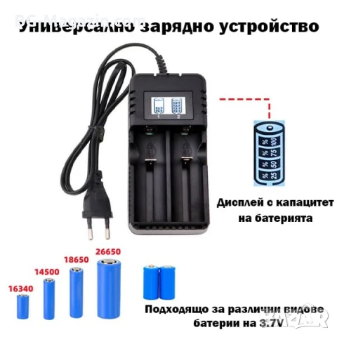 Универсално зарядно устройство за литиеви батерии 18650 16340 14500 26650 3.7V бързо зареждане