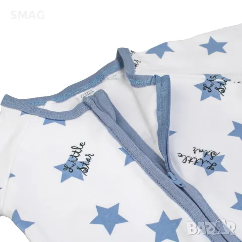 Бебешки ромпър боди памучно бяло със сини звездички Звездичка S_1245183, снимка 2 - Бебешки гащеризони - 49897210