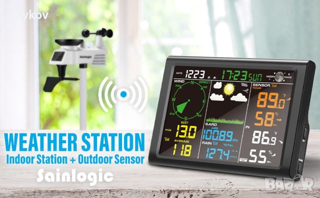 Безжична метеорологична станция Sainlogic с външен сензор, снимка 5 - Друга електроника - 45149495