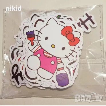 50 бр Hello Kitty Коте Кити самозалепващи лепенки стикери за украса декор, снимка 4 - Други - 36897711