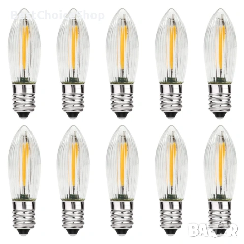 10 броя комплект Димируеми E10 LED крушки COB 0.2W 10–55V топъл цвят 15 000 часа, снимка 6 - Крушки - 53406801