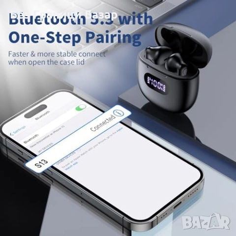 Нови Водоустойчиви безжични слушалки с дълбок бас и дълга батерия, снимка 3 - Bluetooth слушалки - 51938587