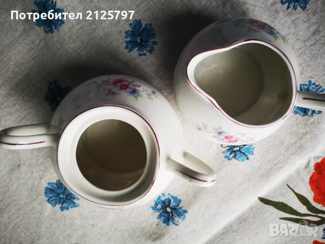Лот порцеланови латиера (каничка) и захарница, снимка 3 - Антикварни и старинни предмети - 49798146