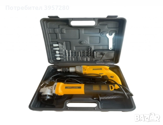 Комплект 2 в 1 бормашина и ъглошлайф на ток, снимка 4 - Бормашини - 53495163