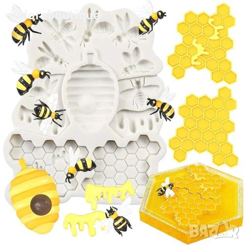 Силиконов молд голям Медна пита, пчели, кошер, снимка 2 - Форми - 45852663