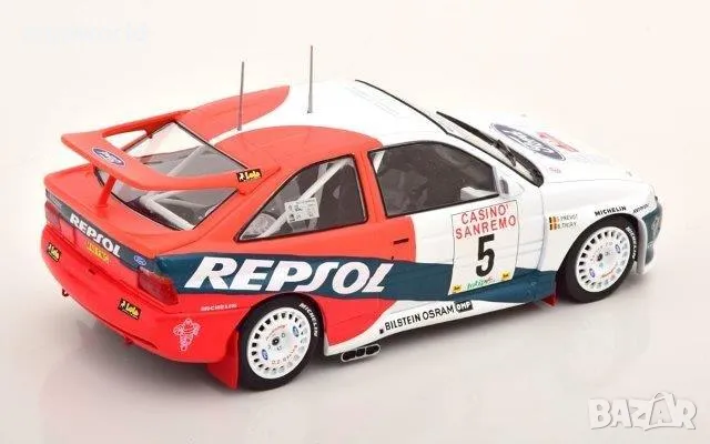 FORD Escort RS Cosworth 5 ”Repsol” Thiry/Prevot 3 место Rally San Remo 1996 - мащаб 1:24 на IXO моде, снимка 2 - Колекции - 28274310