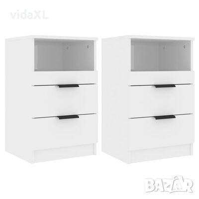 vidaXL Нощни шкафчета, 2 бр, бял гланц, инженерно дърво（SKU:811245, снимка 1 - Шкафове - 45811244