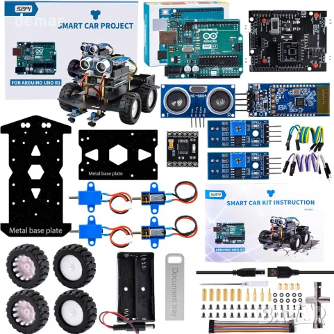 GeeekPi Smart Robot Car Kit Съвместим с Arduino IDE с UNO R3 Board, снимка 1 - Друга електроника - 46993250