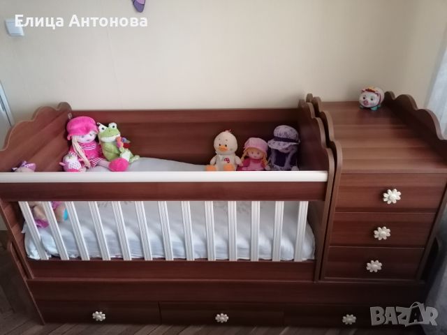 Детско легло 3в1 с матрак и скрин, снимка 1 - Мебели за детската стая - 45572890