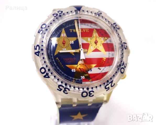 Неизползван часовник Swatch хронограф, с въртящ безел, снимка 8 - Мъжки - 51882822