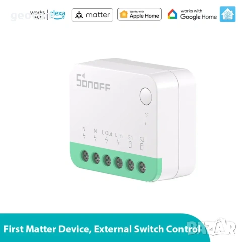 SONOFF MINIR4M Extreme Matter WiFi Интелигентен Превключвател, снимка 2 - Друга електроника - 53743244