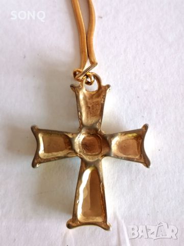 Прекрасен Голям Позлатен Кръст Със Камъни, снимка 5 - Антикварни и старинни предмети - 46097775