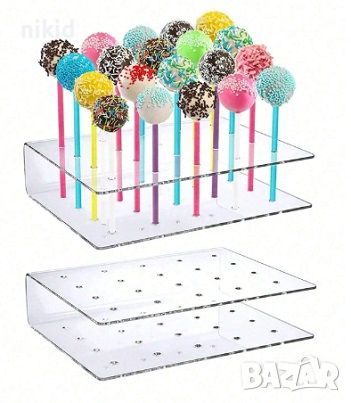 20 бр Акрилна стойка поставка за близалки Кейк попс Cake pop pops пластмасова стенд клечки лолипоп , снимка 1 - Други - 46738526