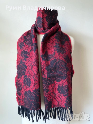 Тъмночервен шал от кашмир, вълна, коприна, вискозаразлични видове, снимка 10 - Шалове - 43084461