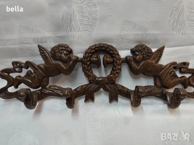 Ретро закачалка от масивен чугун – Бароков стил с ангели, снимка 2 - Антикварни и старинни предмети - 54087060